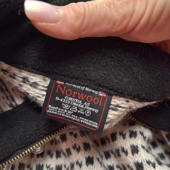 Norwool Wool Quarter Zip Pullover Sweater Black and Ivory Size Large - Picture 3 of 12